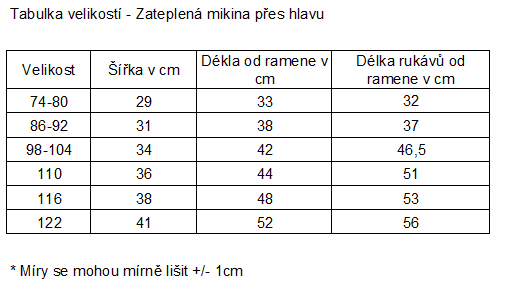 zateplená mikina přes hlavu